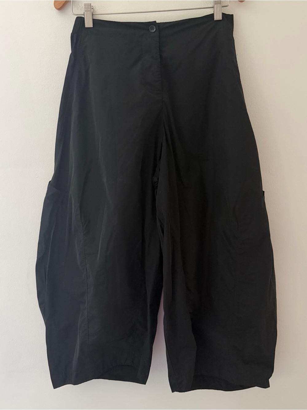 Sun Kim Lantern Pants Black Lagenlook Ankle Barrel Leg Pockets Size Medium